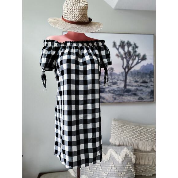 NWT LOFT Desk to Daydreams picnic day flirt charming gingham off shoulder dress - Picture 1 of 4
